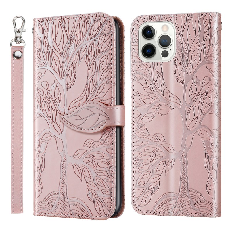 Embossed Tree of Life Card Slot Wallet Folio Case